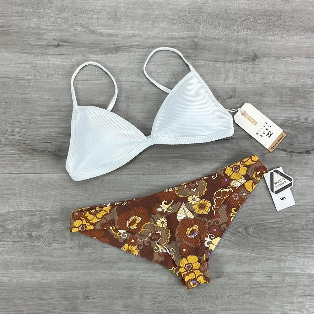 ☀️BILLABONG☀️ RVCA☀️ TANLINES CECI TRI EARTH BLOOM CHEEKY BIKINI SET